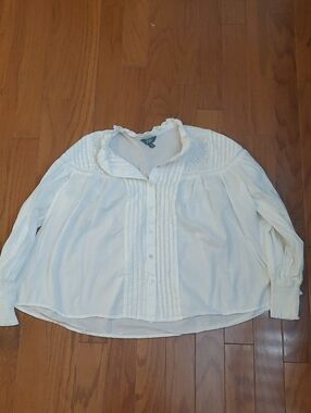 NWOT Terra & Sky White Lace Accent Blouse Size 14W 0